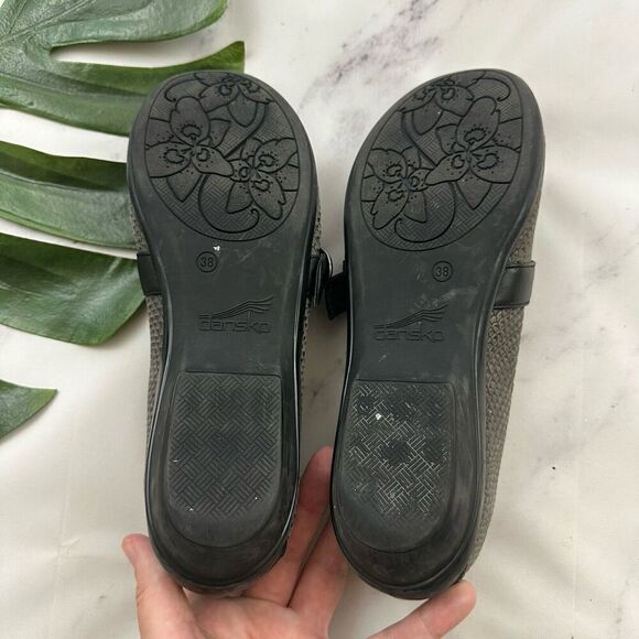 Dansko Womens Mary Jane Ballet Flats Size 38 Gray Black Leather Snakeskin - Picture 6 of 7